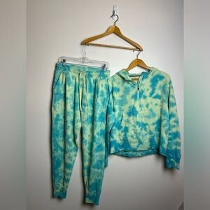 ZELOS Tied Size M Hoodie Sweatshirt Set Multicolor Joggers Pants Hip-Hop Street